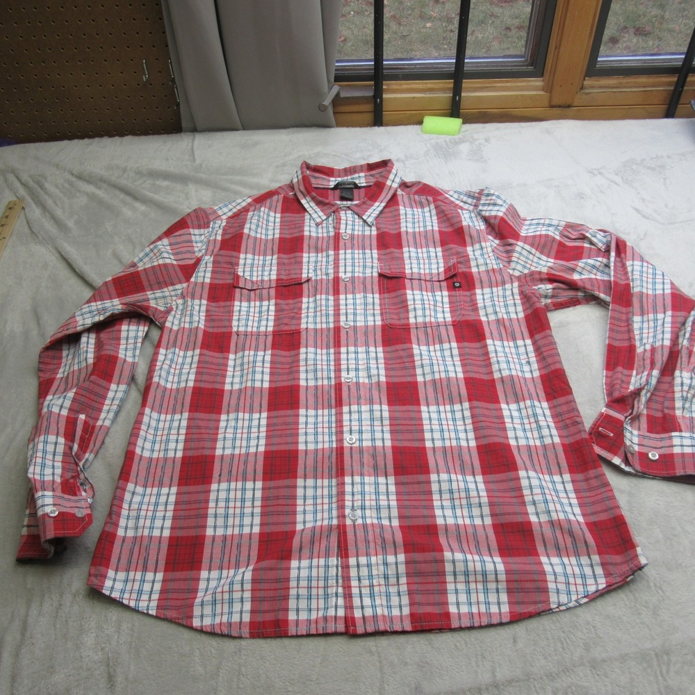 Marmot Shirt Mens XL Red Plaid Pockets Flannel Long Sleeve Button Up Casual